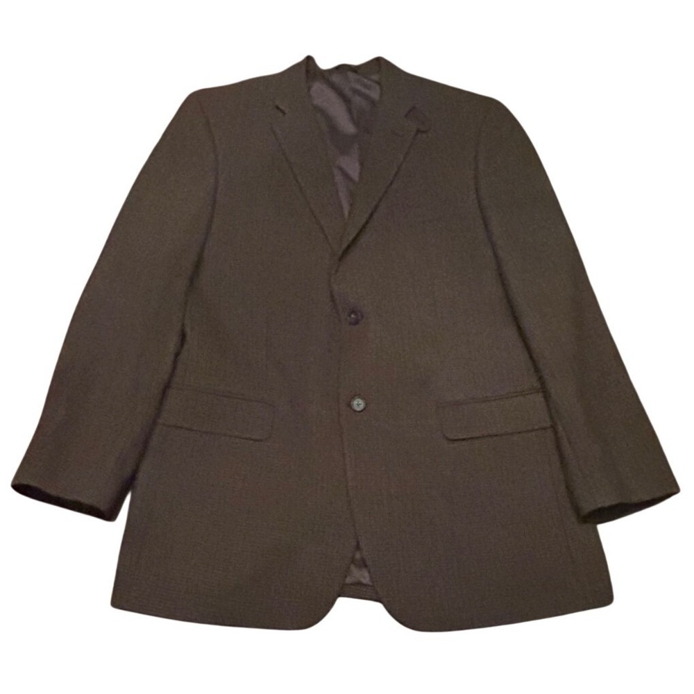 Tommy Hilfiger Blazer 44 Brown‎ 100% Wool Elbow Patches Sport Coat Houndstooth